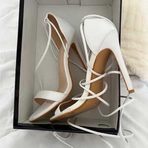 Elegant White Strappy Heels